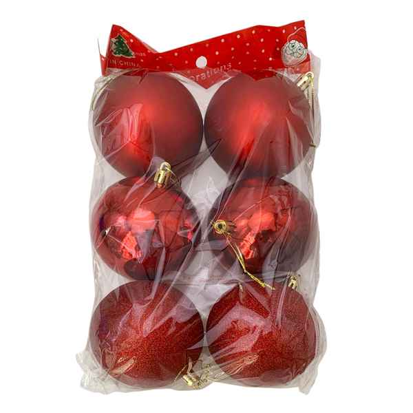[HN0685] Bolas navideñas x6 8cm, 2 texturas, en bolsa varios colores