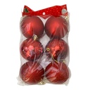 Bolas navideñas x6 8cm, 2 texturas, en bolsa varios colores