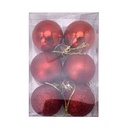 Bolas navideñas x6 4cm, 3 texturas, en caja de mica varios colores