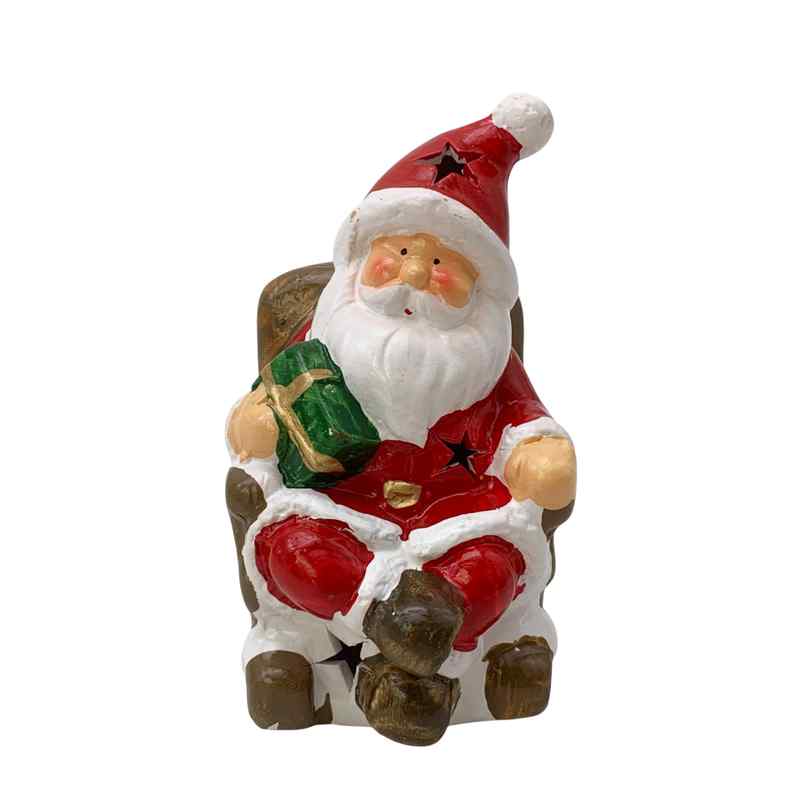 [HN0698] Adorno navideño de cerámica, Papá Noel, con luz en caja