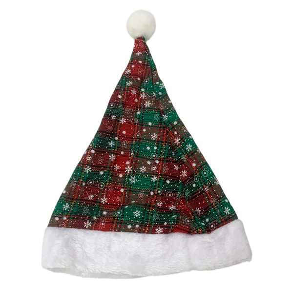 [HN0701] Gorro navideño de tela, diseño cuadrillé