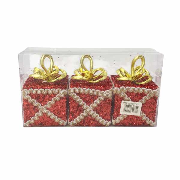[HN0706] Adorno navideño regalitos x3, en caja de mica