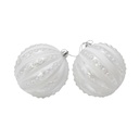 Bolas navideñas x2 10cm, transparentes con diseño, en caja