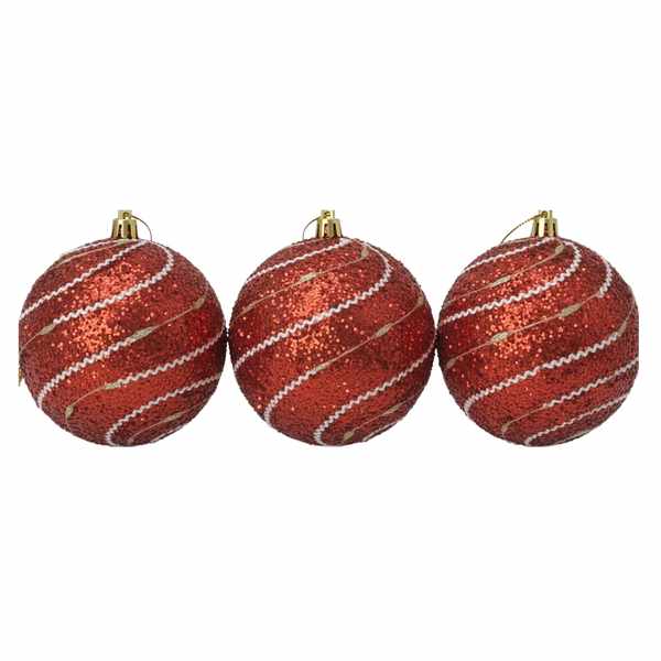 [HN0713] Bolas navideñas x3 8cm, con diseño, en caja, 2 colores