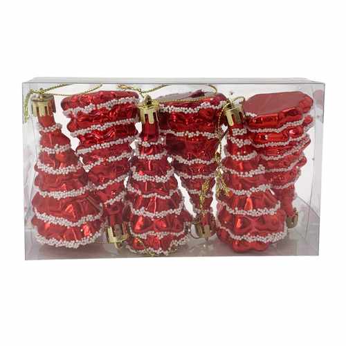 [HN0722] Adorno navideño arbolito para colgar x6, en caja