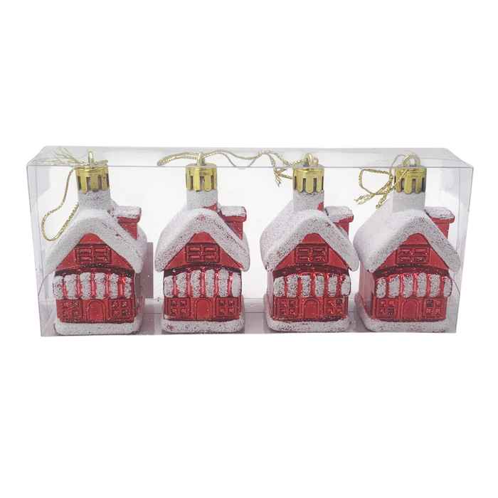 [HN0723] Adorno navideño casa x4, en caja