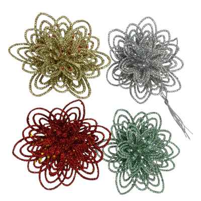[HN0731] Adorno navideño flor x4, en bolsa
