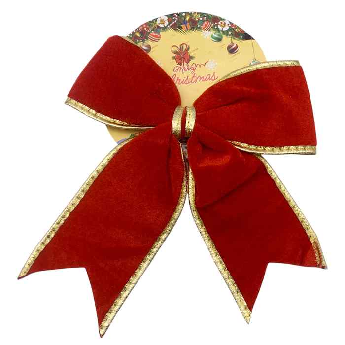 [HN0742] Adorno navideño moña, símil terciopelo, en cartón