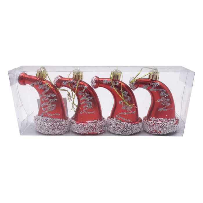 [HN0760] Adorno navideño gorros x4 8cm, en caja
