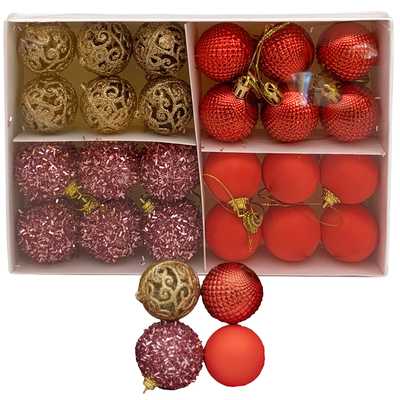 [HN0764] Bolas navideñas x24 4cm, varias texturas, en caja