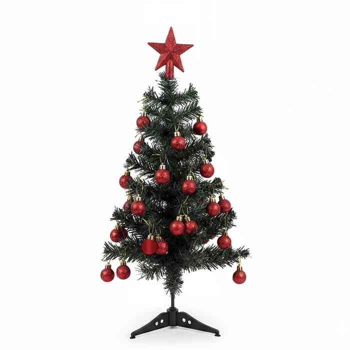 [HN0777] Árbol, Set navideño, árbol 90cm, 24 bolas navideñas y puntero, en caja de mica