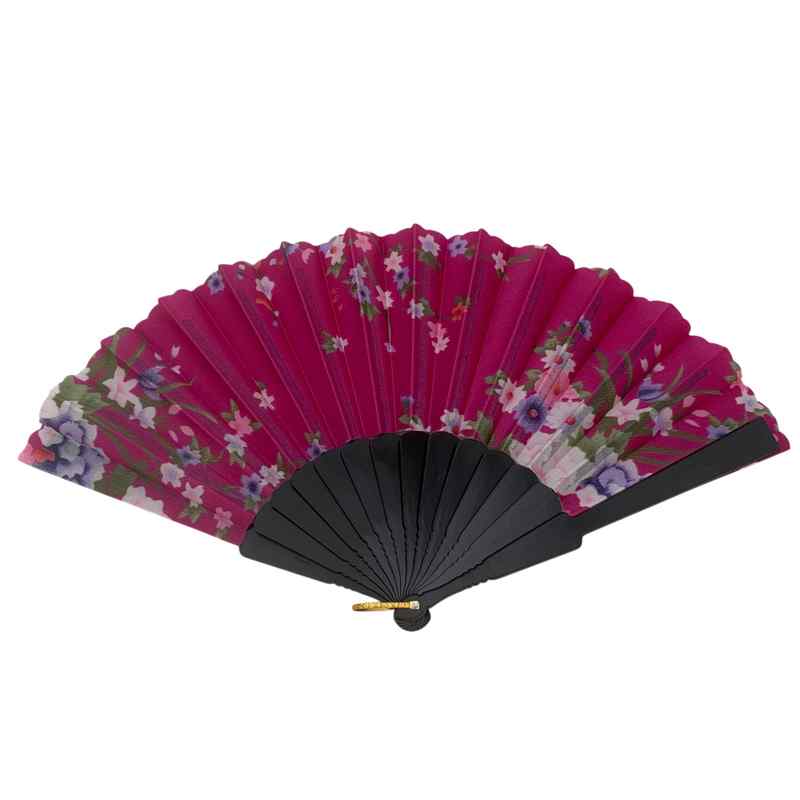 [HP0924] Abanico de plástico y tela con diseño, PACK x12