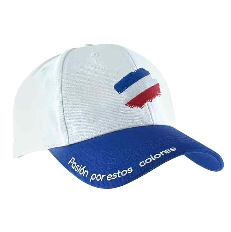 [HP1048B] Gorro con visera, diseño bordado rayas blanco azul, Armoric