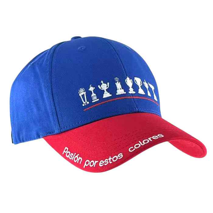 [HP1049A] Gorro con visera, diseño bordado copas azul rojo, Armoric