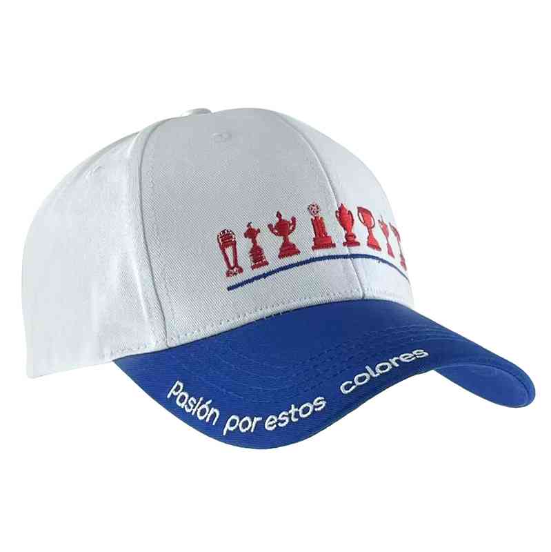 [HP1049B] Gorro con visera, diseño bordado copas blanco azul, Armoric