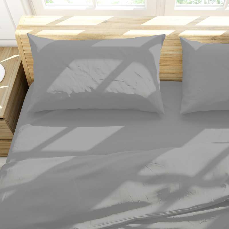 Sábanas 2 plazas Berlina GRIS, 140x190x25 200x220 50x75cm, set 4 piezas en poliester