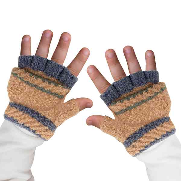 [HV1104] Guantes infantiles, tejido, sin dedo con solapa, varios colores en bolsa