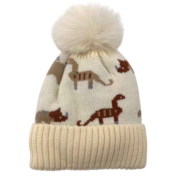 [HV1187] Gorro infantil, tejido forrado con diseño de dinosaurios, varios colores