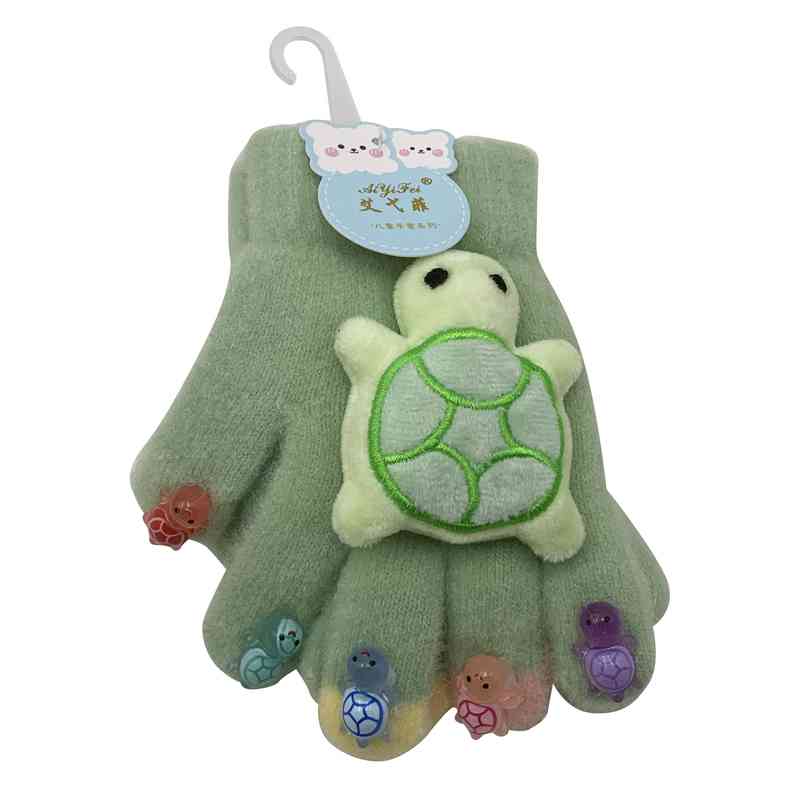 Guantes infantiles, con apliques de tortugas, varios colores