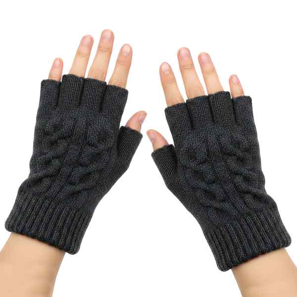 [HV1282] Guantes de adulto, tejido, sin dedos, 2 colores