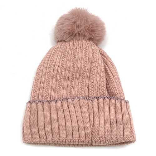 [HV1283] Gorro de adulto tejido, forrado con pompón, varios colores