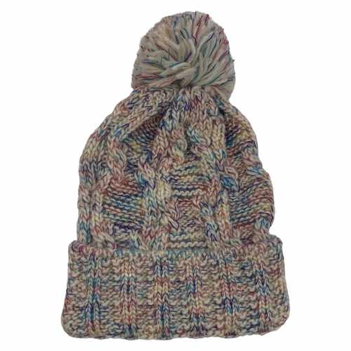 Gorro de adulto tejido, con pompón