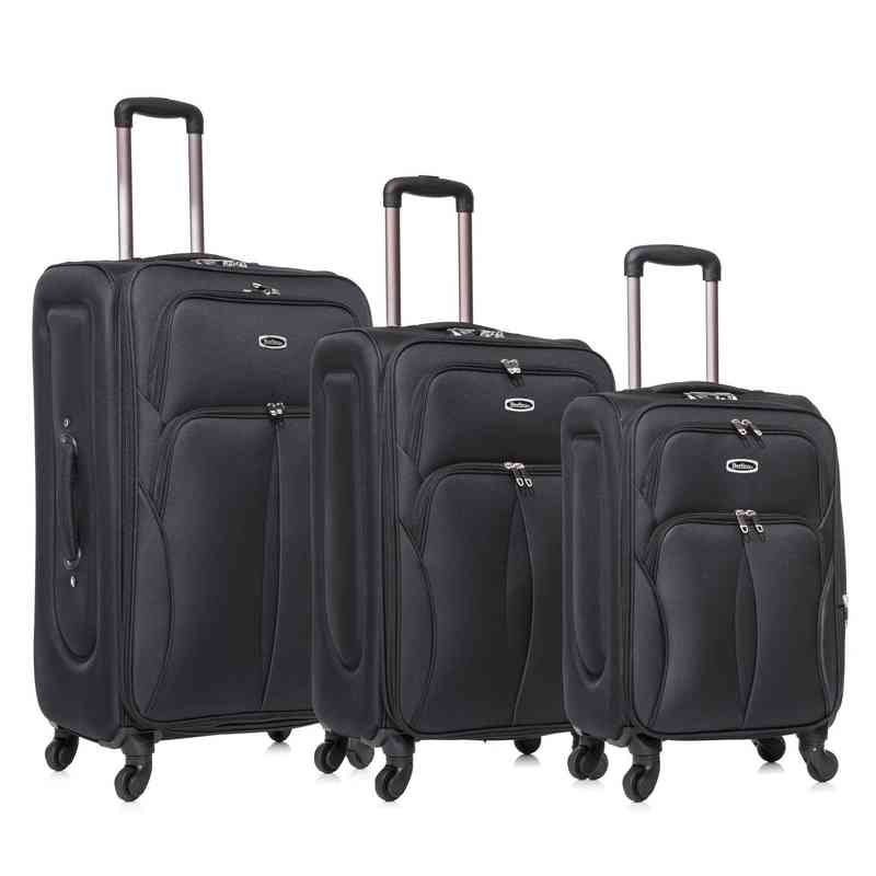 [HW0936] Valijas Berlina x3 NEGRO, semi rígidas, ruedas omnidireccionales, 360, fuelle 5cm, manija telescópica escondida, tranca numérica, 2 bolsillos exteriores, correa para ajustar ropa, bolsillo interior
