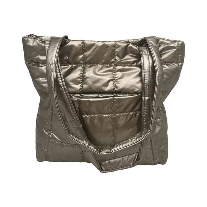 [HW1121] Cartera de nylon brillosa, con broche imantado, asas y bolsillo frontal, varios colores