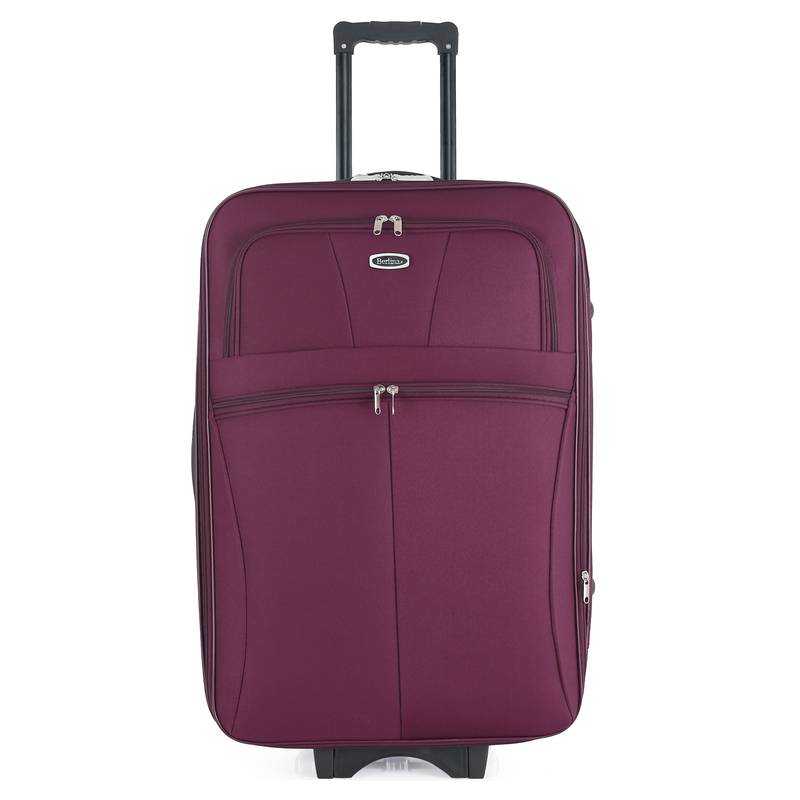[HW1180] Valija Berlina de tela 28" ROJO, de arrastre, semi rígida, ruedas en línea, fuelle 5cm con base extensible, 2 bolsillos exteriores,manija telescópica, tranca numérica, correa para ajustar ropa,
