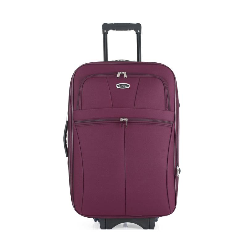 [HW1181] Valija Berlina de tela 24" ROJO, de arrastre, semi rígida, ruedas en línea, fuelle 5cm con base extensible, 2 bolsillos exteriores,manija telescópica, tranca numérica, correa para ajustar ropa,