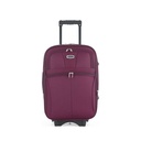 Valija Berlina de tela 20" ROJO, de arrastre, semi rígida, ruedas en línea, fuelle 5cm con base extensible, 2 bolsillos exteriores, manija telescópica, tranca numérica, correa para ajustar ropa,