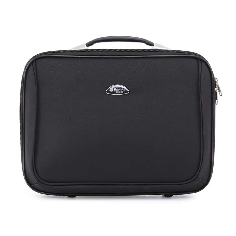 [HW1191] Maletín portafolio Berlina, NEGRO, con enganche para valija, correa para ajustar ropa, bolsillo interior con cierre