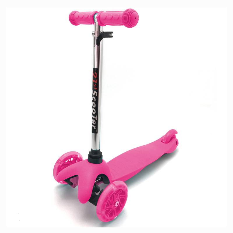 [J2404A] Tripatín ruedas delanteras con luz, ROSADO en caja
