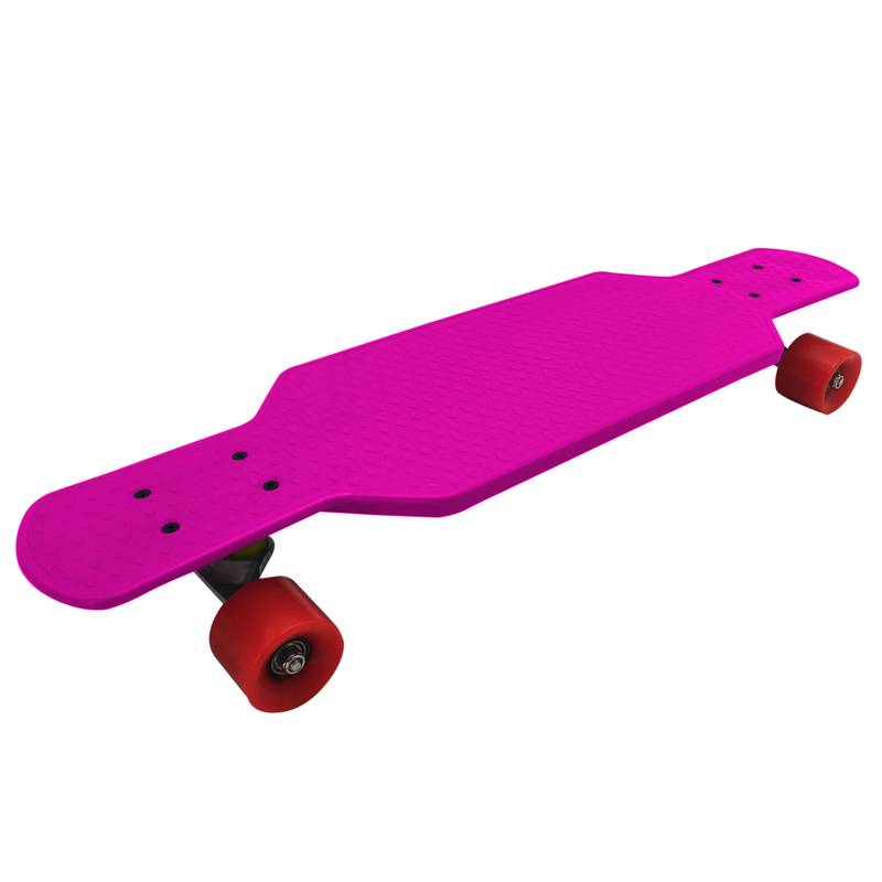 [J5138A] Skate longboard de plástico ROJO, ruedas de PU anchas, trucks de metal