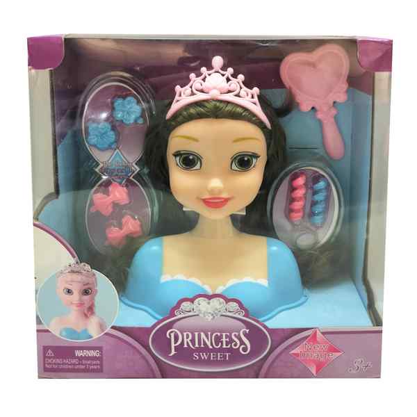 [JA2375] Muñeca cabeza para peinar con accesorios, 2 diseños en caja