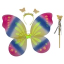 Disfraz alitas, mariposa multicolor con tiara y varita, en bolsa