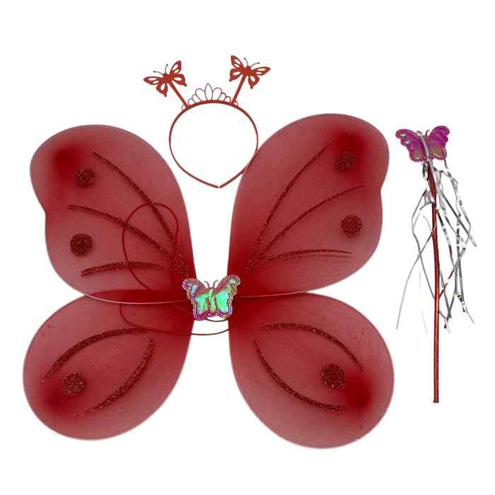 [JA2396] Disfraz alitas, mariposa con tiara y varita, en bolsa varios colores