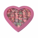Anillos de plástico y resina x36, en caja corazón