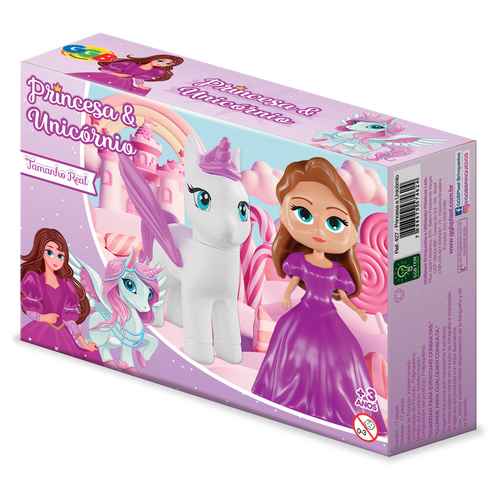 Muñeca princesa con unicornio para armar, 2 diseños, en caja