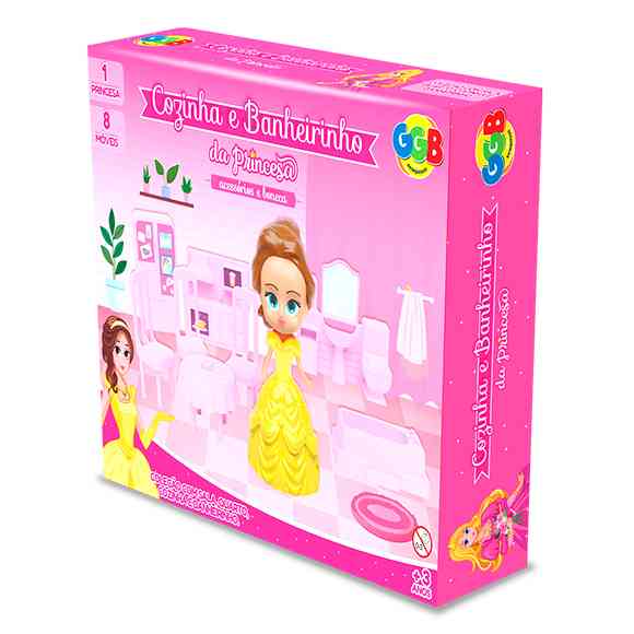[JA2511] Casa de princesas, cocina y baño con accesorios 1 princesa, en caja