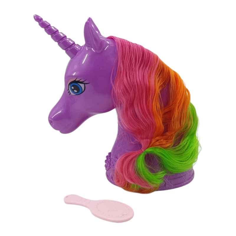 [JA2579] Caballo unicornio cabeza para peinar, con cepillo en caja