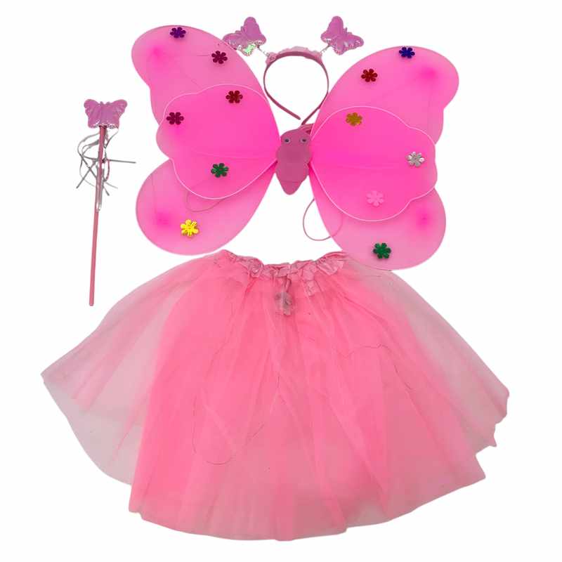 [JA2583] Disfraz pollera, con tiara, alitas y accesorios, con luz, varios colores, en bolsa