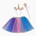 Disfraz pollera con vincha unicornio y varita, en bolsa