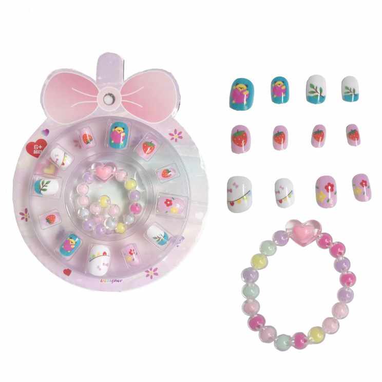 [JA2665] Set de belleza, uñas postizas, con pulsera, en estuche de plástico