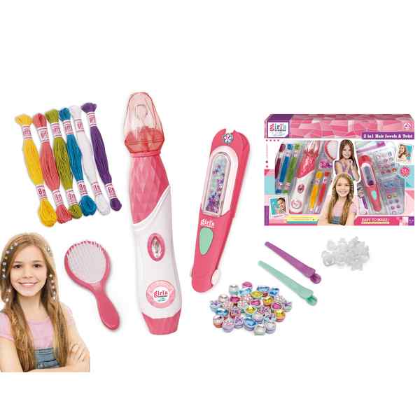 [JA2670] Cuentas para decorar el pelo, con trenzador y apilcador, con accesorios, 2AA en caja