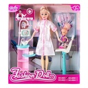 Muñeca articulada dentista, con muñeca chica y accesorios, en caja