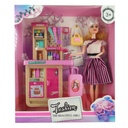 Muñeca articulada, con accesorios de cocina, en caja