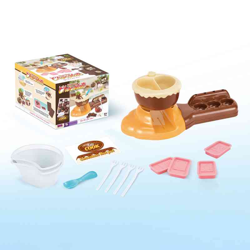 [JA2701] Set de cocina, fábrica de chocolates, se usa agua caliente para derretir chocolate para bañar o hacer formas, con accesorios, en caja