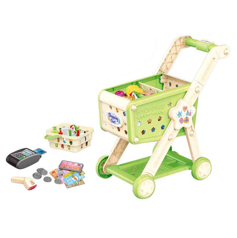 Carrito de supermercado con accesorios, altura regulable, 1AA, en caja