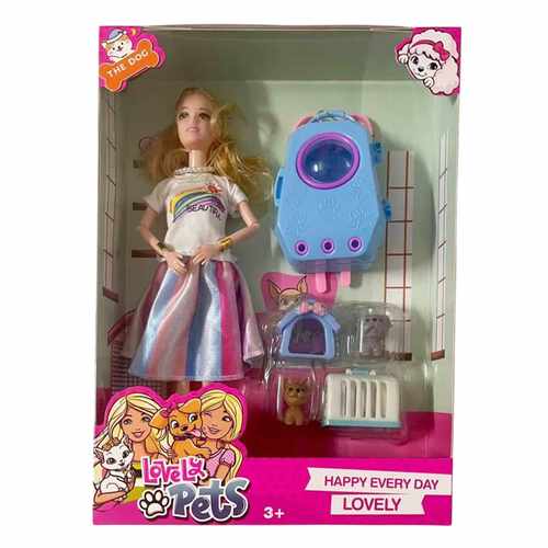 [JA2715] Muñeca articulada con mascota y accesorios, en caja varios diseños